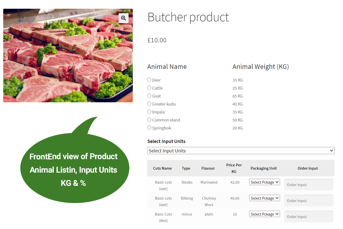 WooCommerce Butcher Calculator