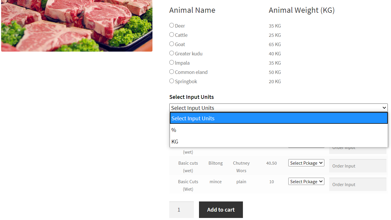 WooCommerce Butcher Calculator