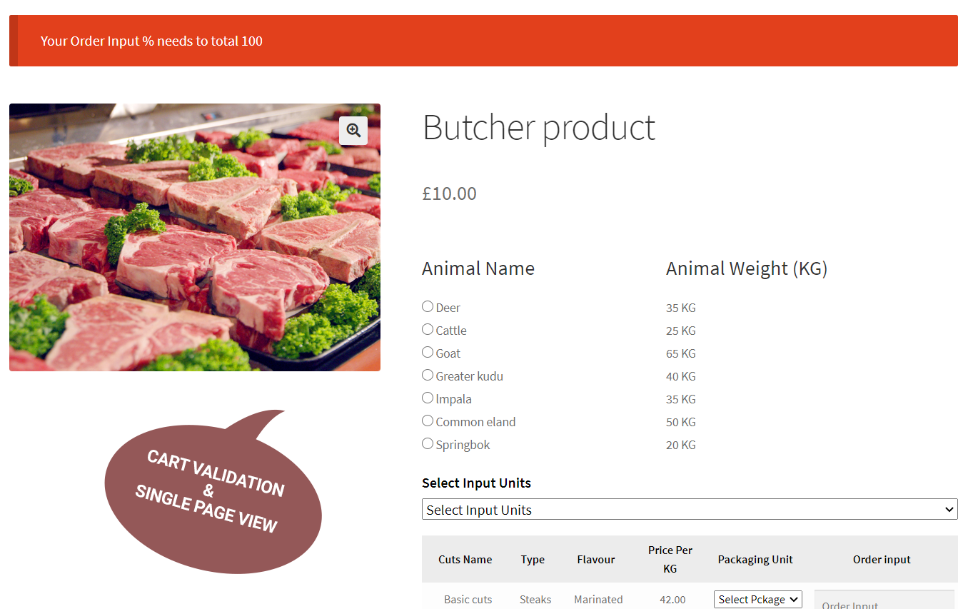 WooCommerce Butcher Calculator