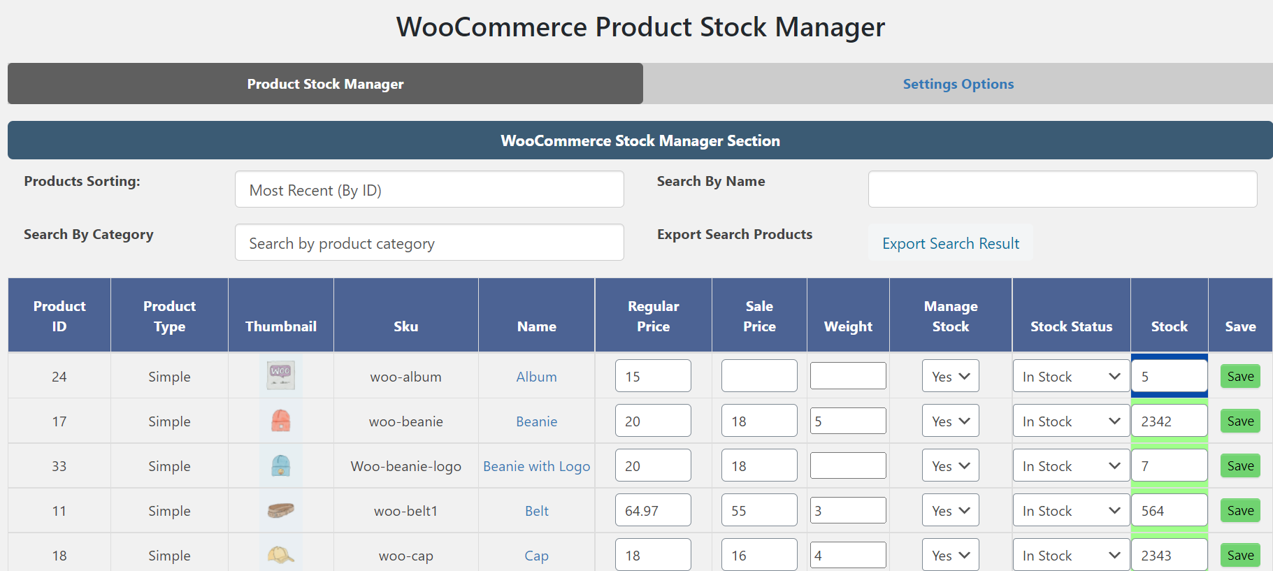 Woocommerce Stock Manager